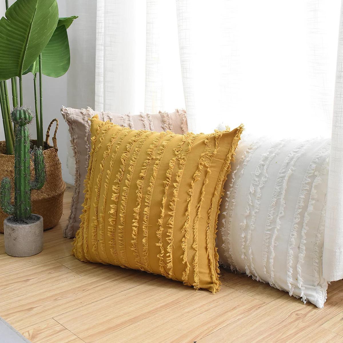 Fundas de cojines, con flequillos