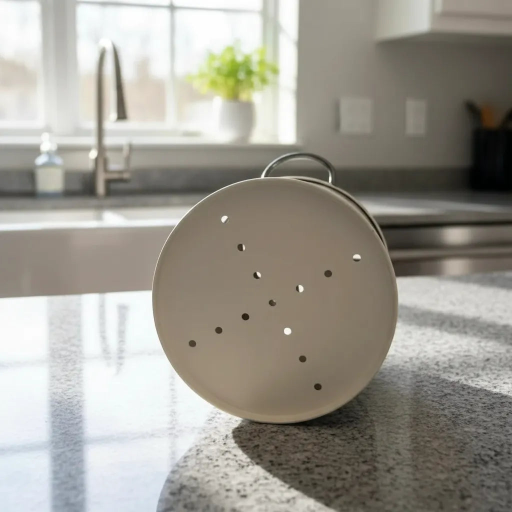 Organizador de Cubiertos Metálico 4 Compartimentos con Drenaje 13x14 cm Estilo Vintage