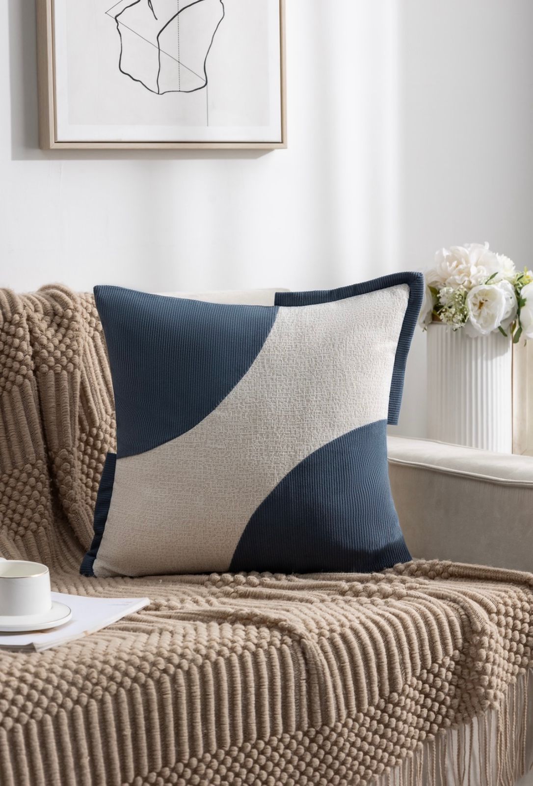 Fundas de cojines en pana empalmado