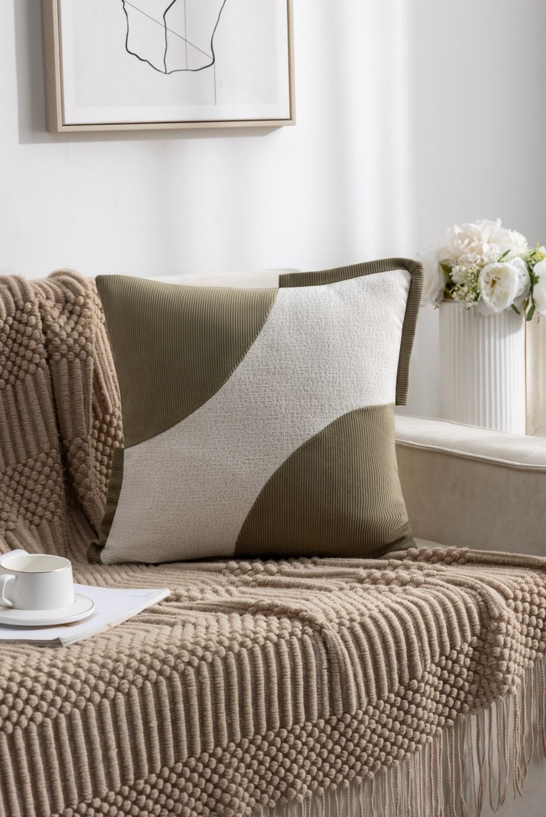 Fundas de cojines en pana empalmado