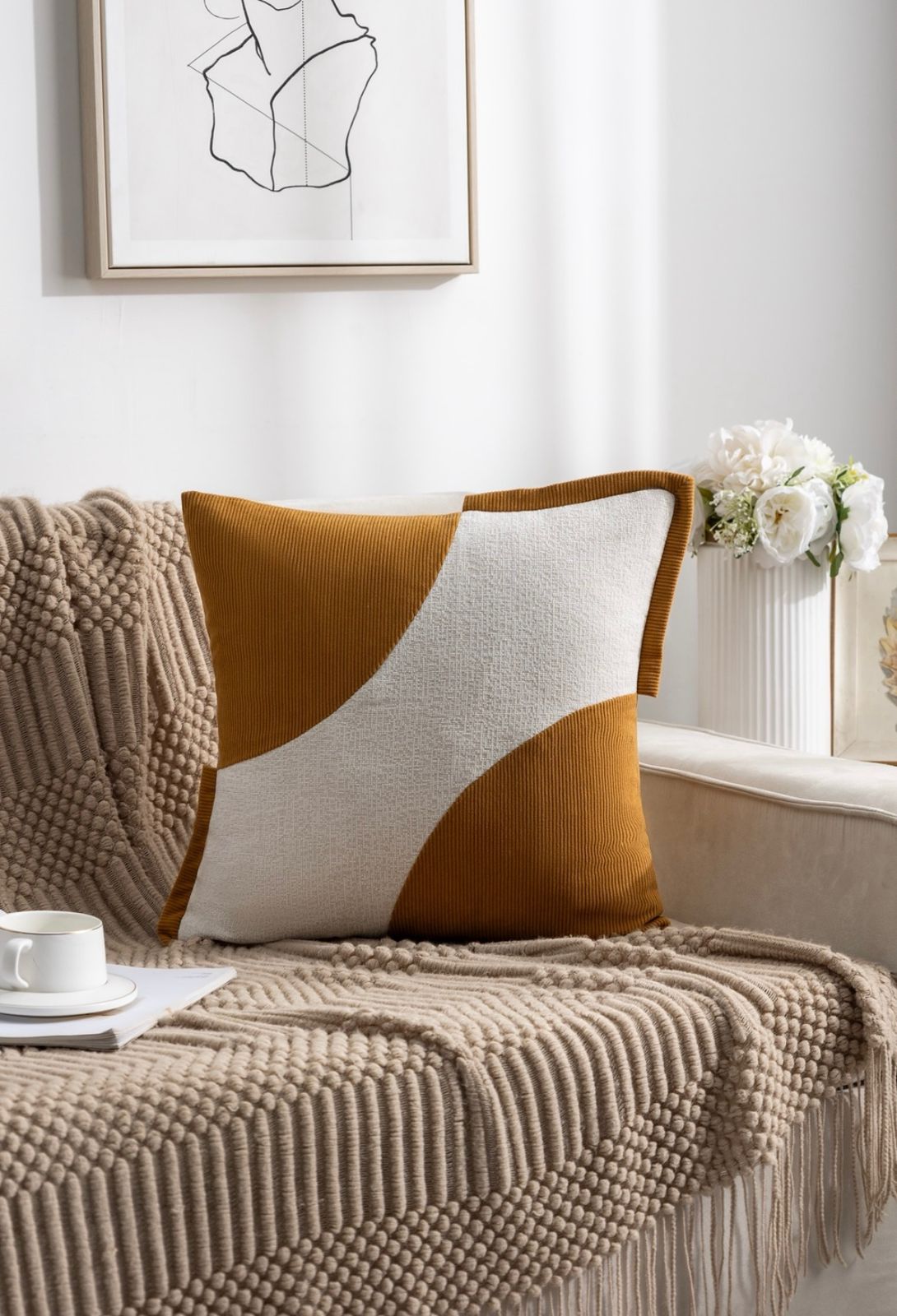 Fundas de cojines en pana empalmado