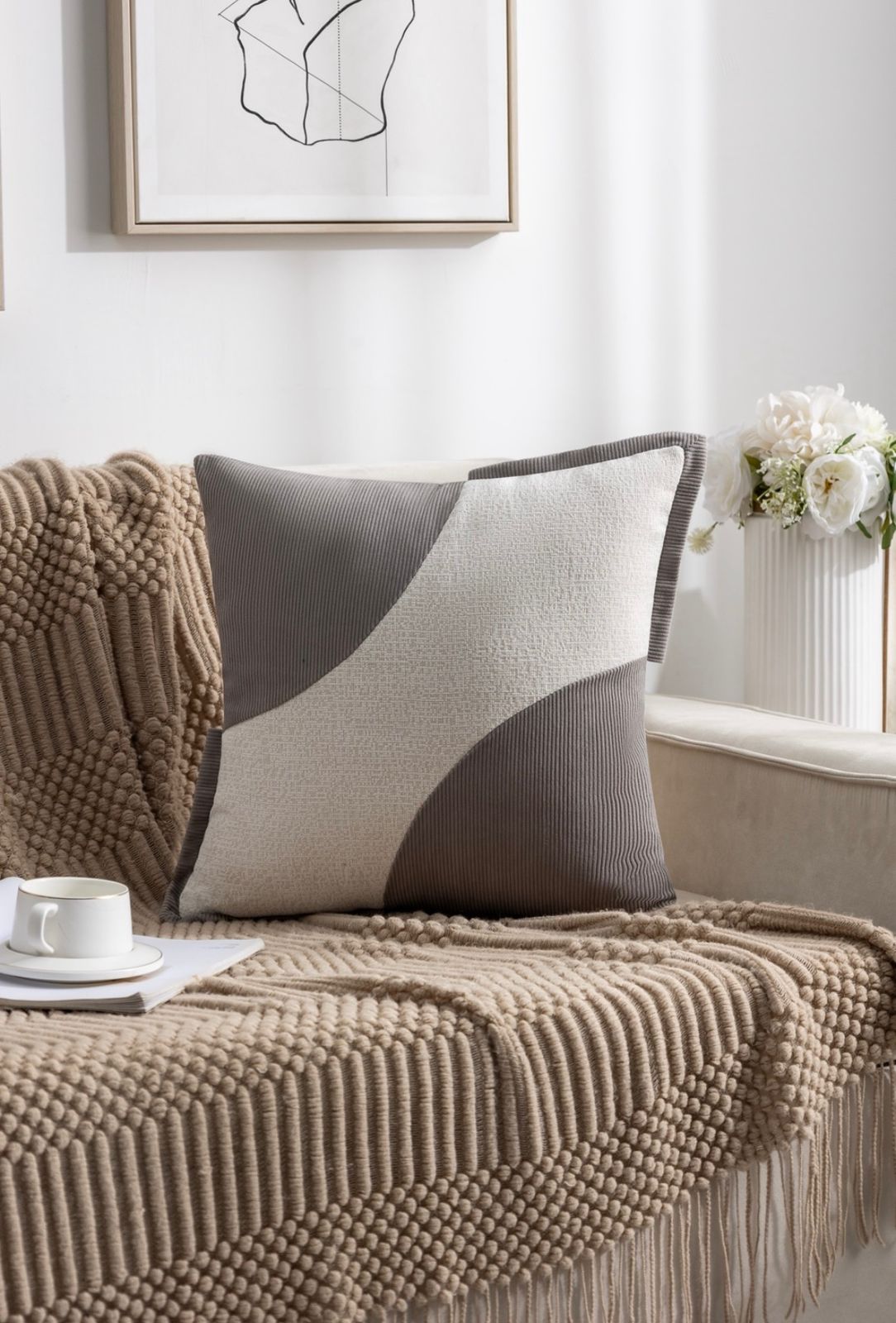 Fundas de cojines en pana empalmado