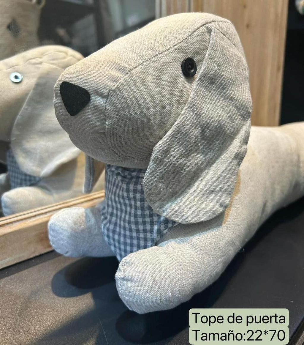 Tope de puerta decorativo, perro salchicha color crudo