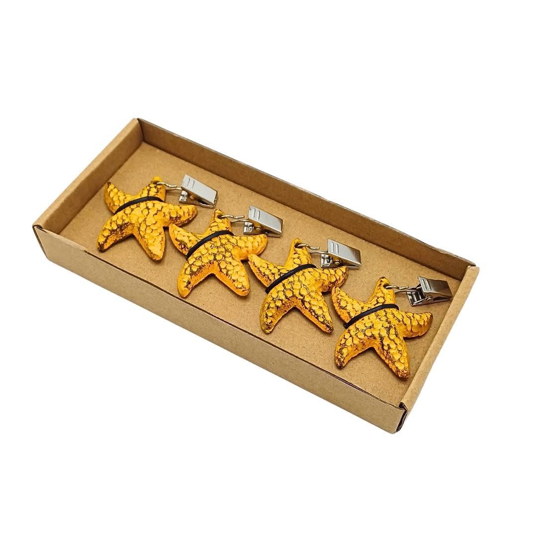 Juego de 4 pesos, para mantel con clip modelo estrella