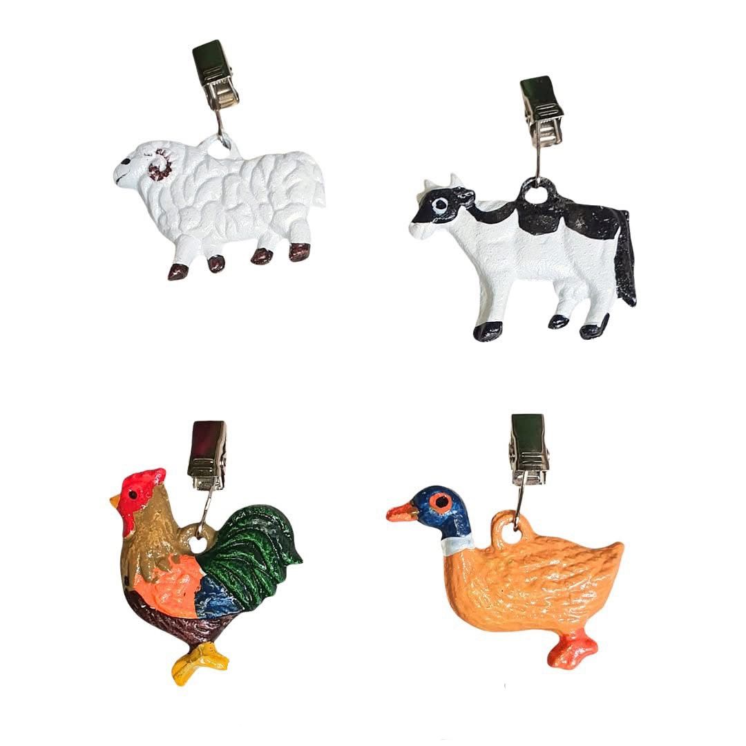 Juego de 4 pesos, para mantel con clip, modelo animales