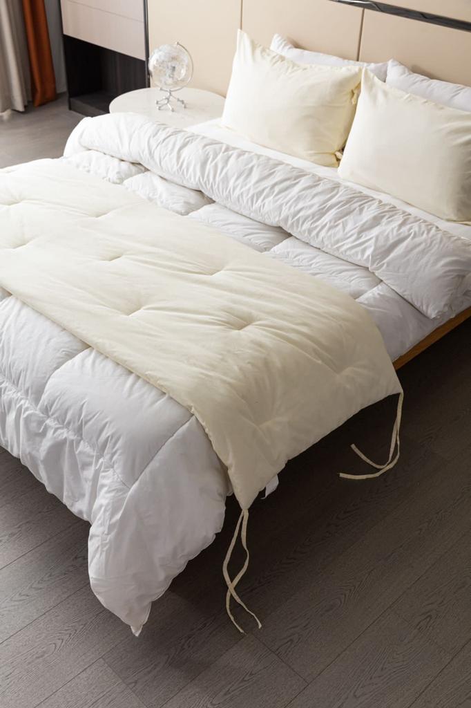 Set de piecera  lino beige con 2 fundas de almohada