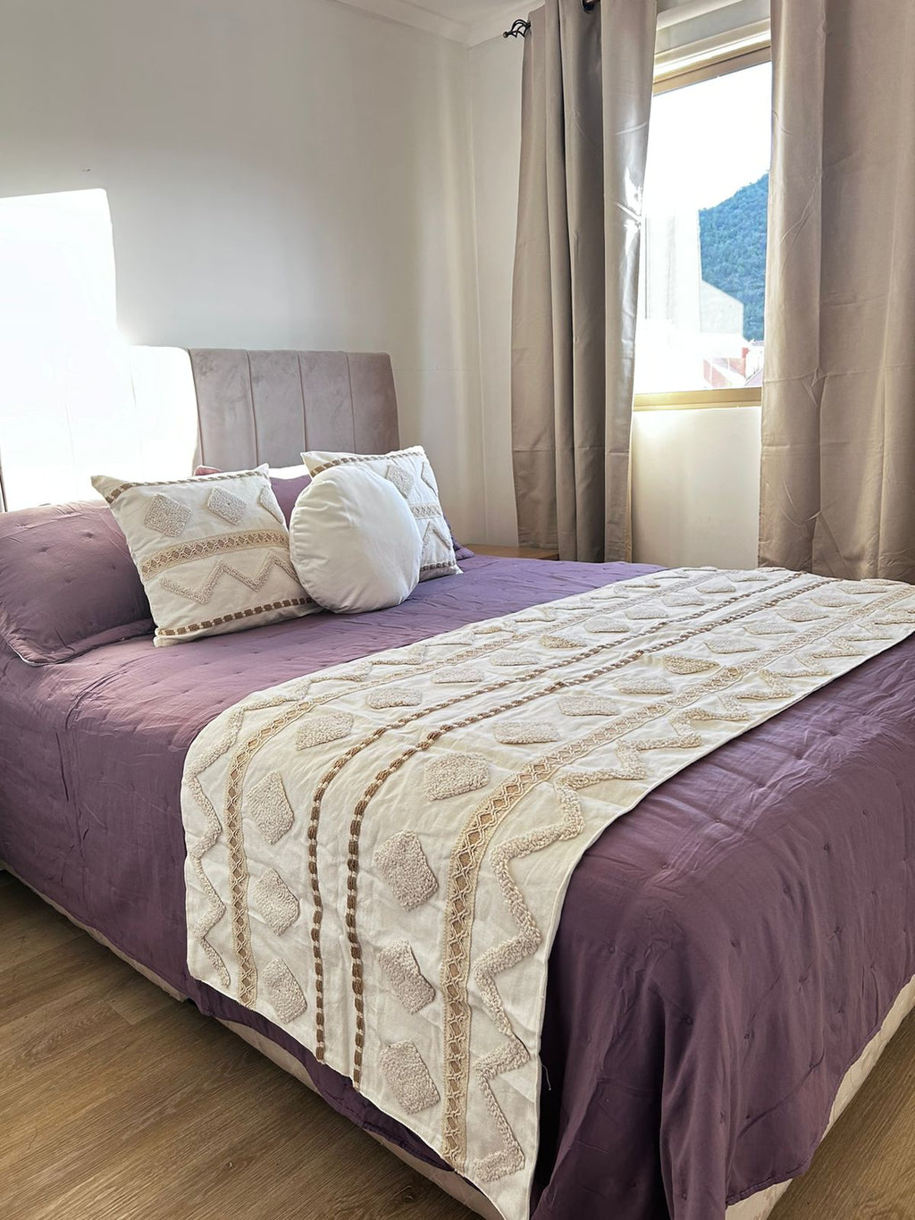 Set de piecera boho + 2 fundas