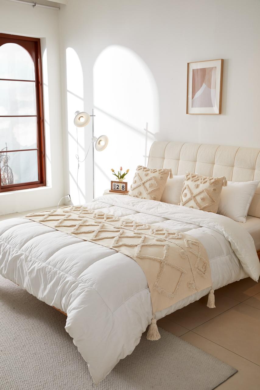 Set de piecera algodon, diseño rombo NEW + 2 fundas