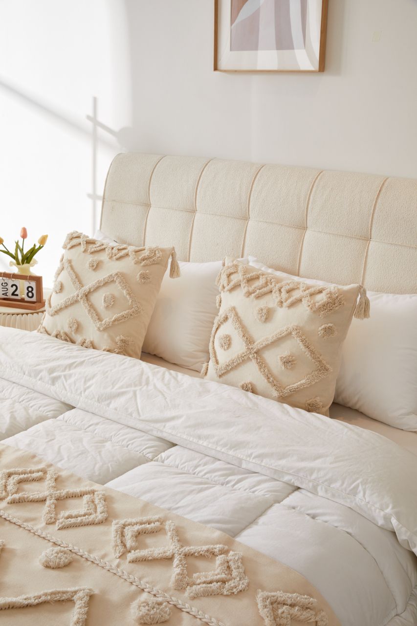 Set de piecera algodon, diseño rombo NEW + 2 fundas