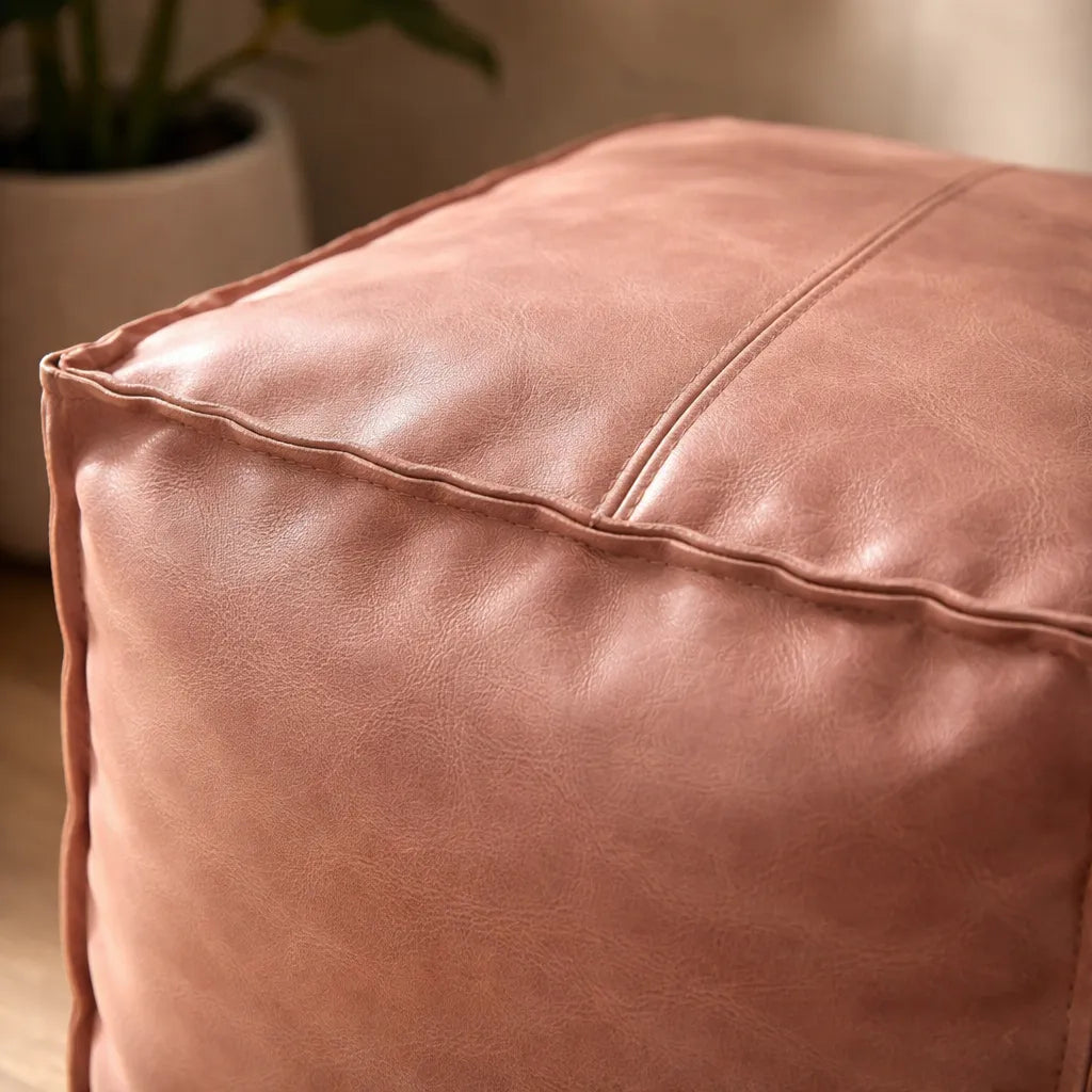 Pouf Cuadrado de Ecocuero 45x45 cm – Asiento Decorativo Moderno para Living, Dormitorio o Sala