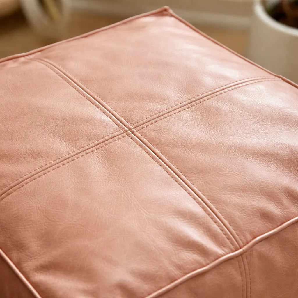 Pouf Cuadrado de Ecocuero 45x45 cm – Asiento Decorativo Moderno para Living, Dormitorio o Sala