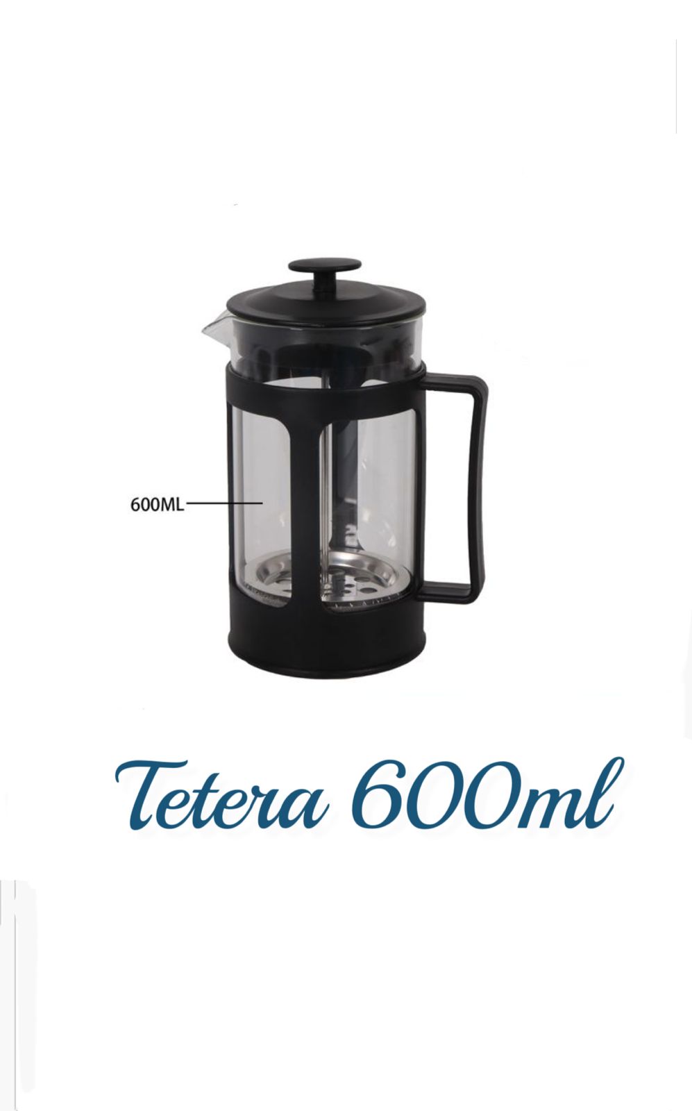 Cafetera francesa Prensa de Café vidrio 600 ml Negro