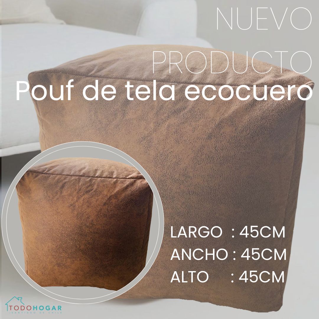 Pouf  de tela  ecocuero cuadrado 45x45cm