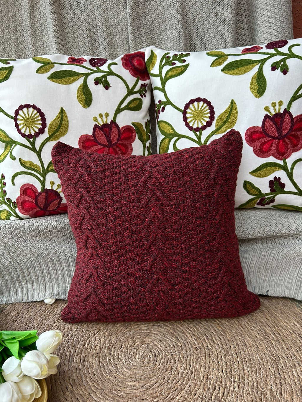 Set de 3 cojines combinados rojo  primaveral ¡Paga 2, lleva 3!