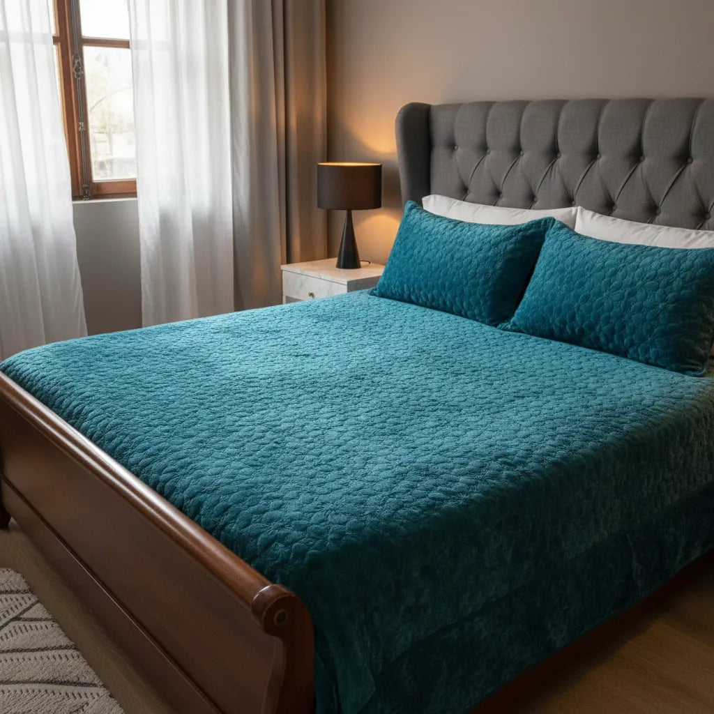 Cubrecama Terciopelo  Turquesa | Suave, Elegante y Abrigador
