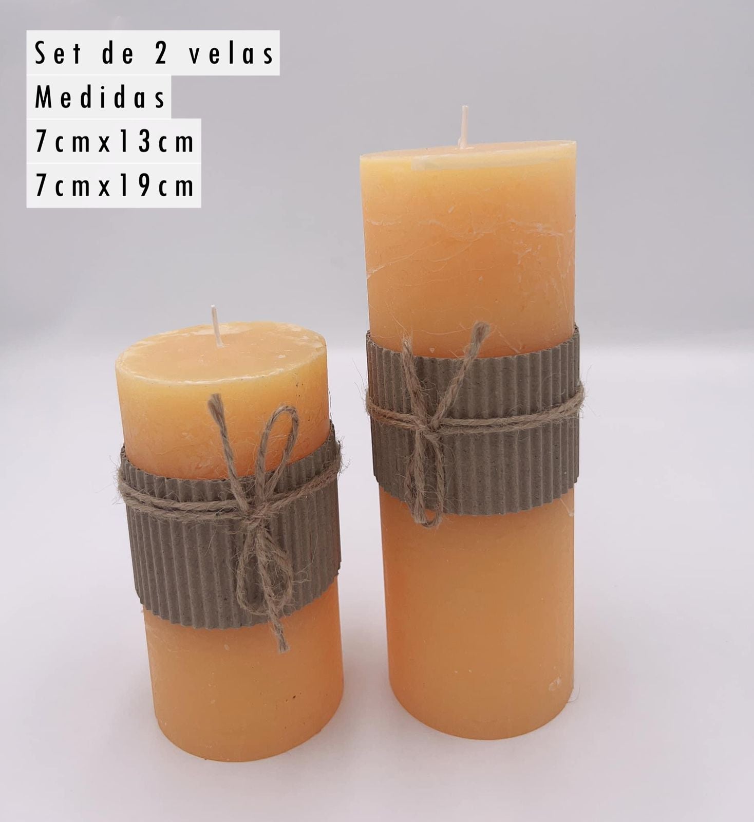 Set de 2  velas color miel