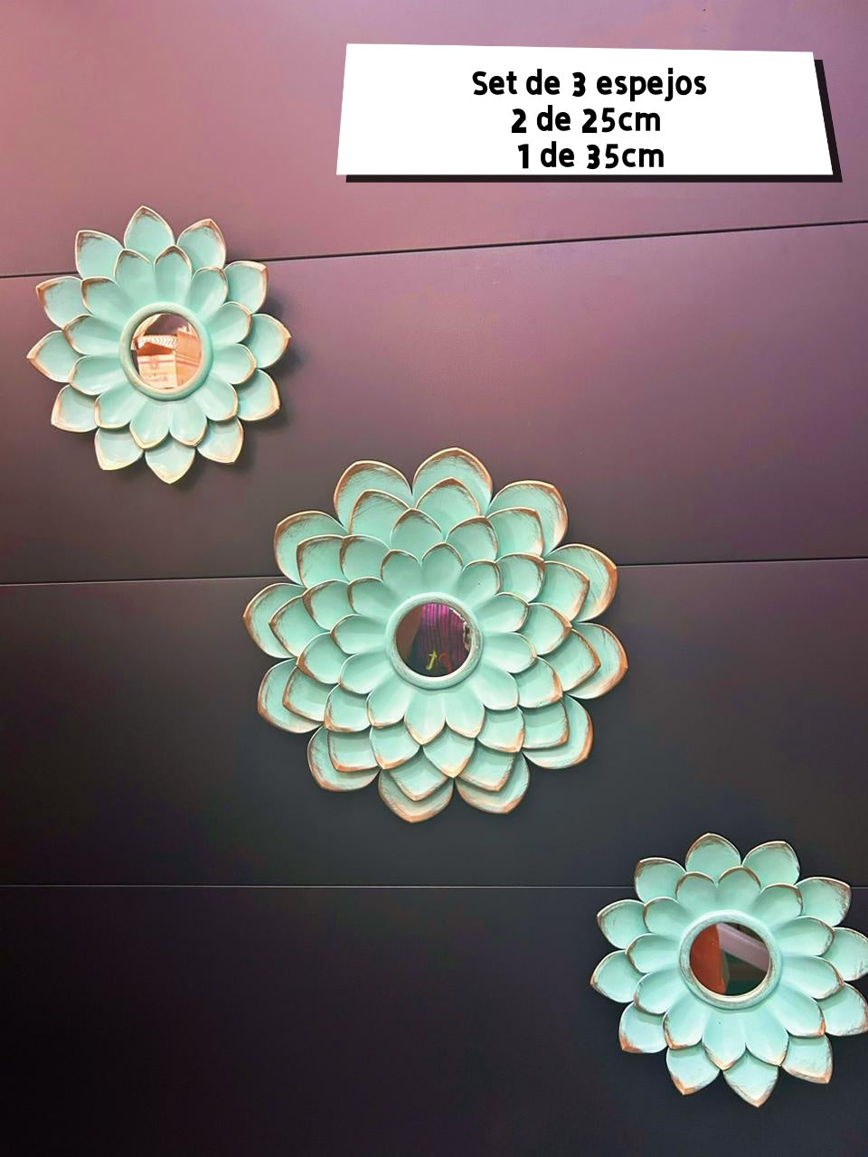 Set de 3 espejos  verde agua