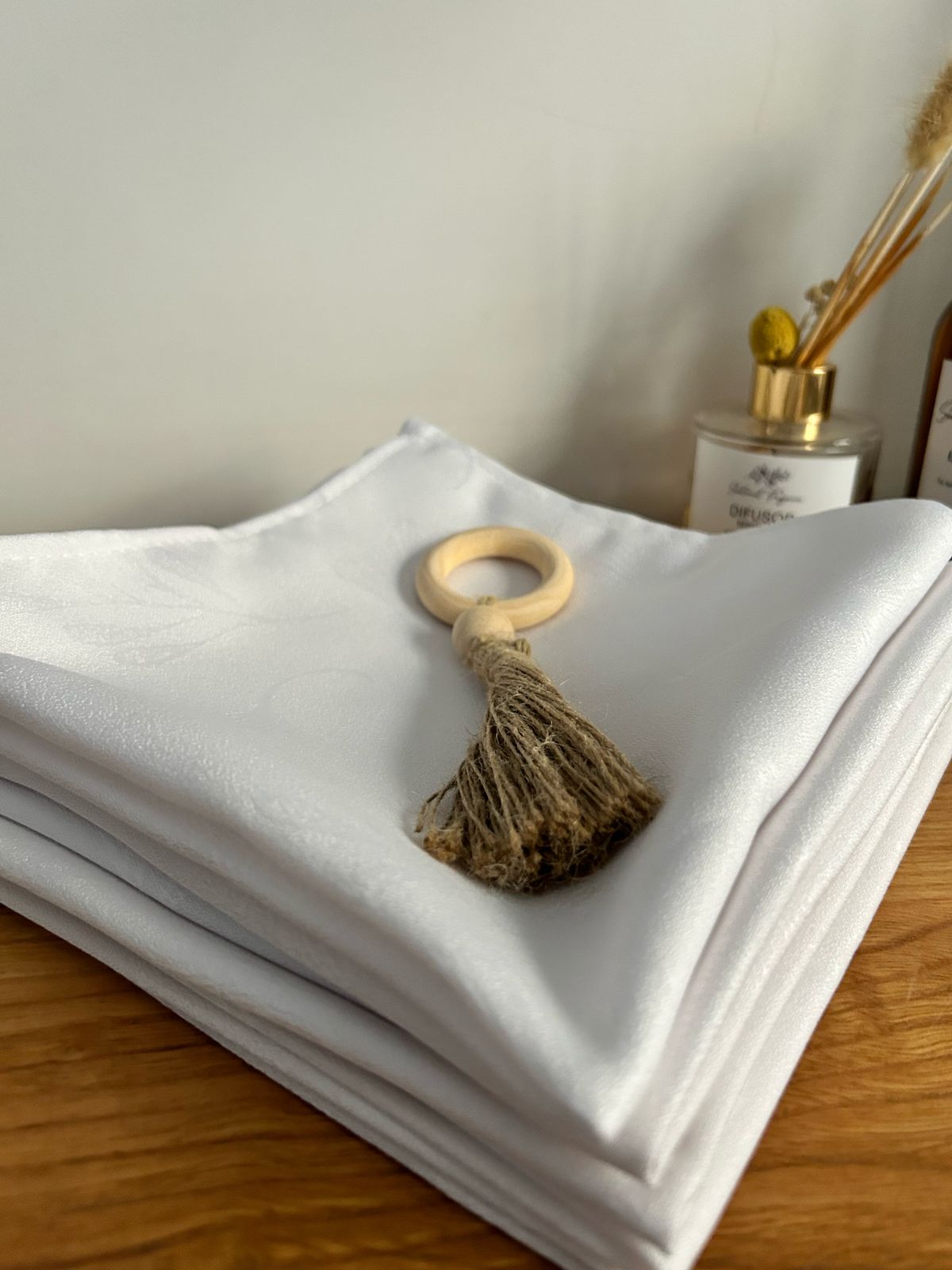 Set  6 servilletas de tela 40x40cm con diseño color blanco