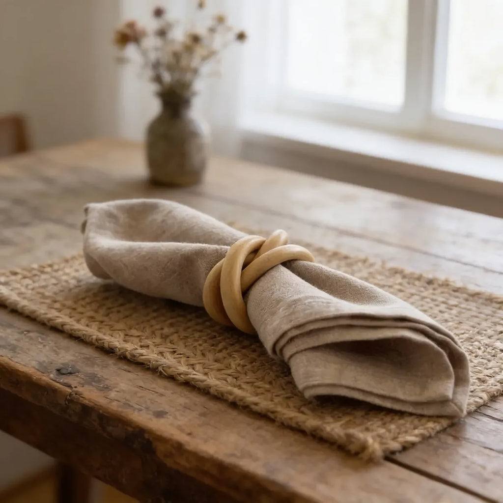 Set 6 Servilleteros de Madera Natural 6 cm | Estilo Elegante y Minimalista