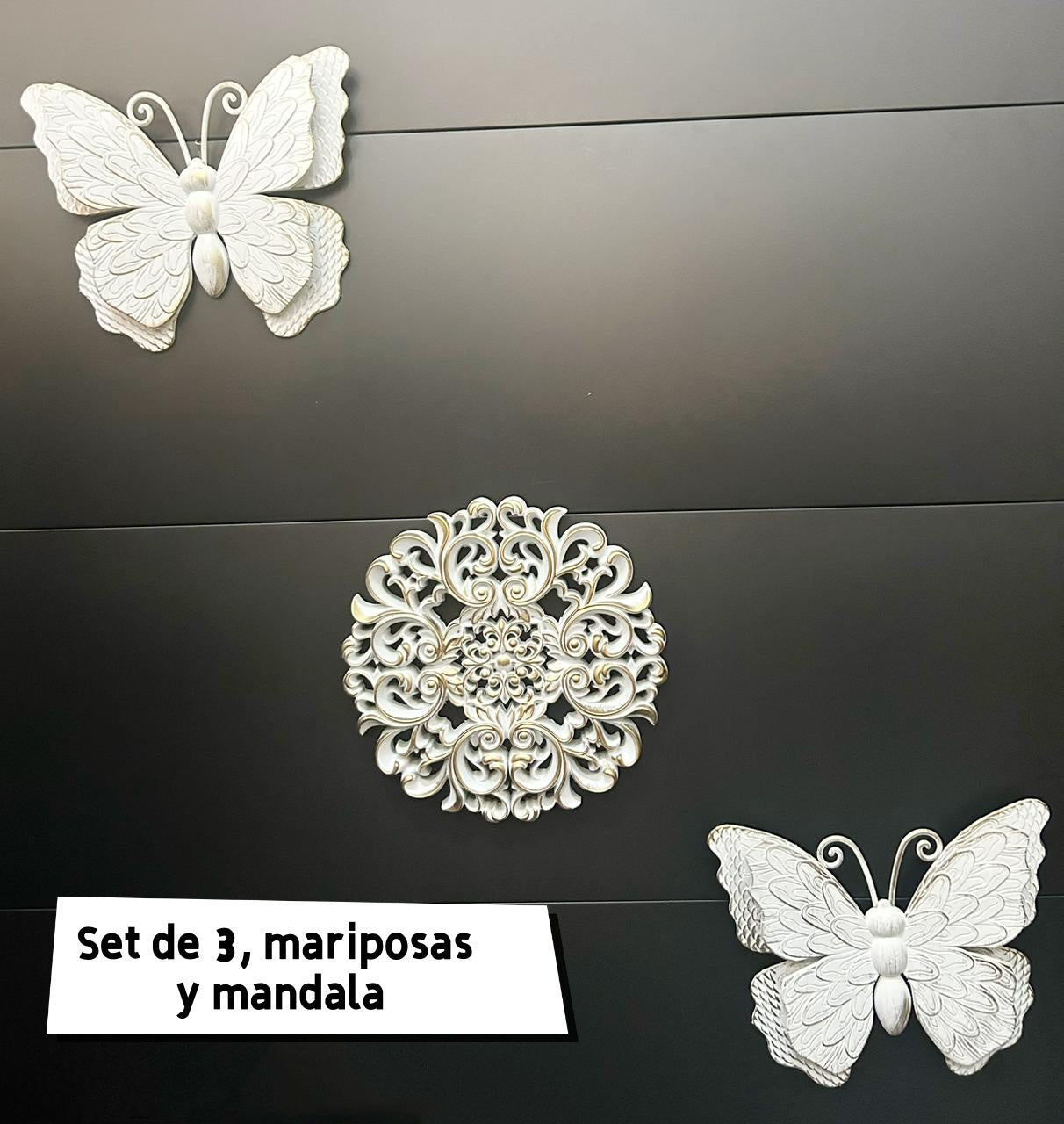 Set  de 3,  mariposas y mandala
