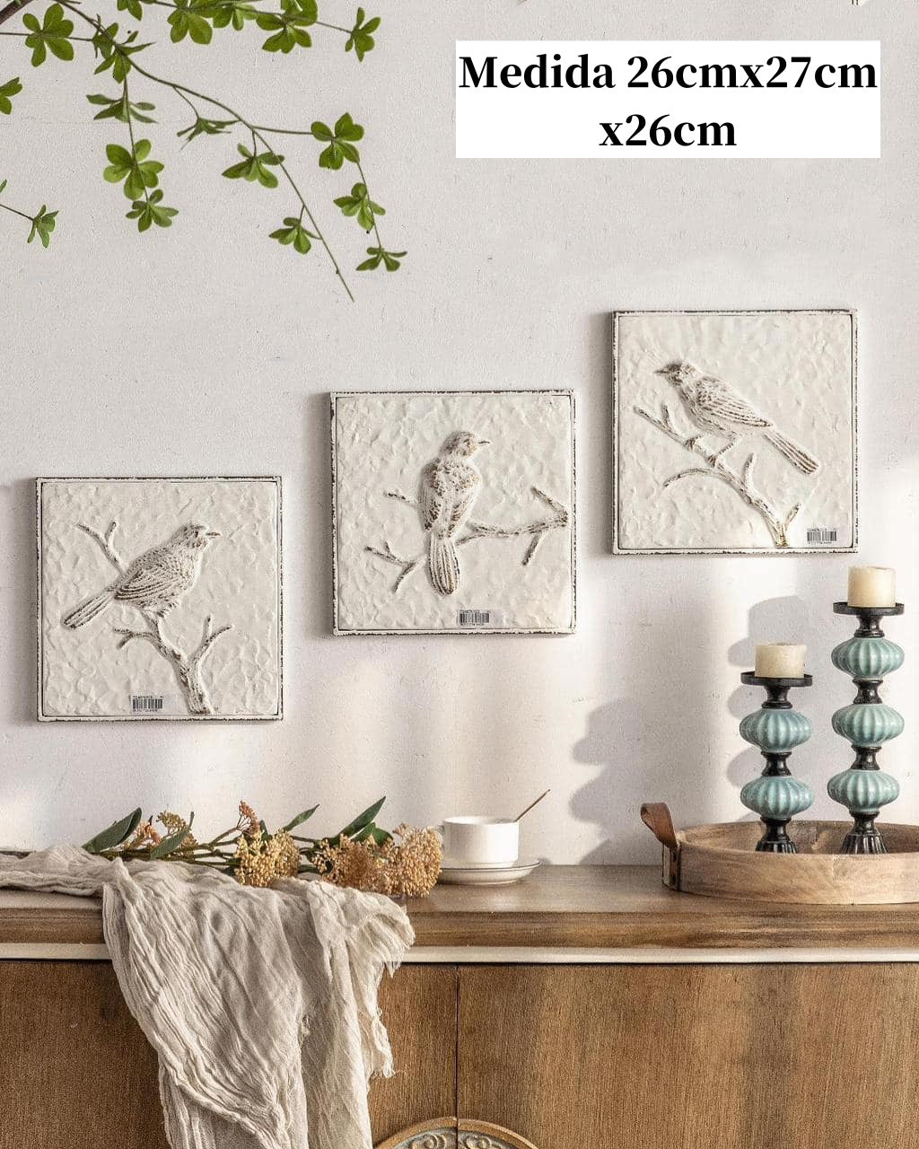 Decoración de pared de pájaros de Metal Vintage