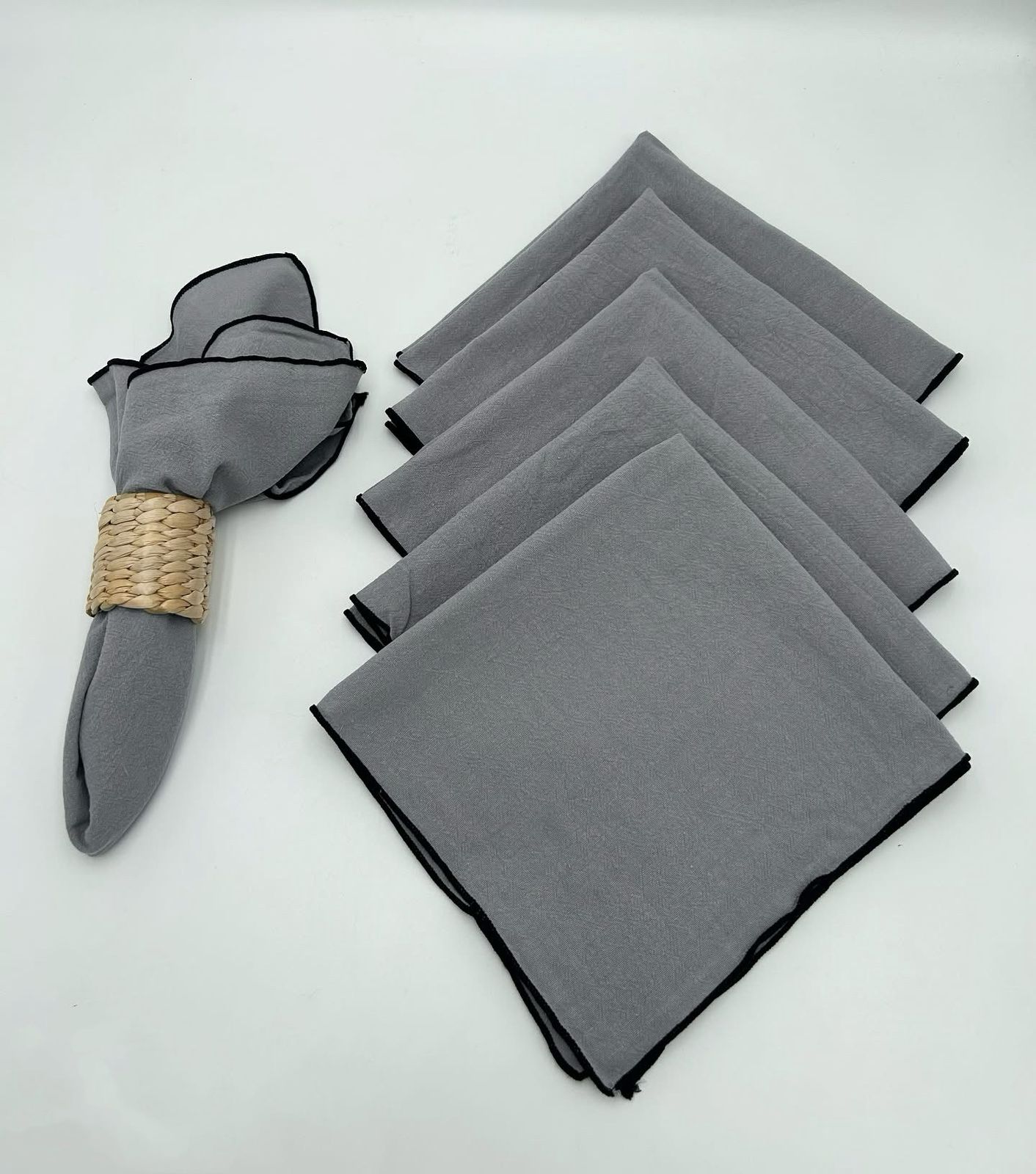 Set de  6 servilletas gris 40x40cm en algodón