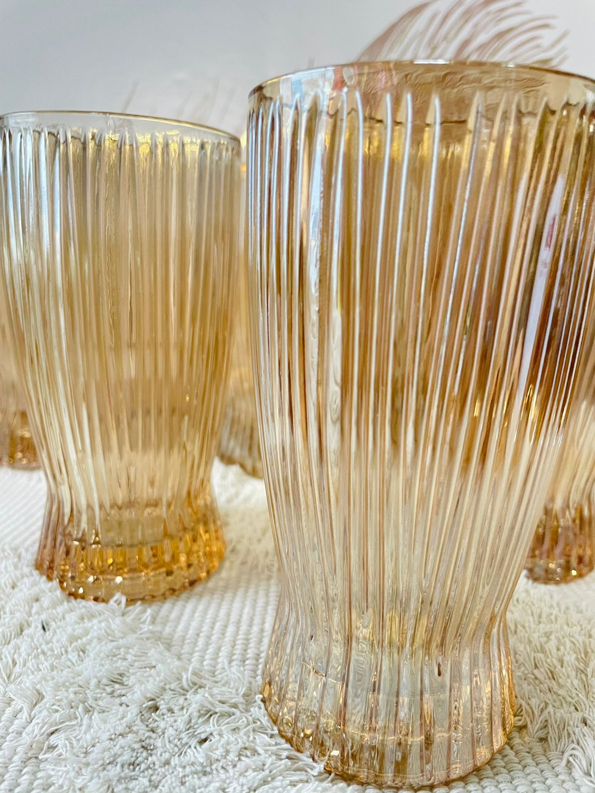 Juego de 6 vasos  dorado grande