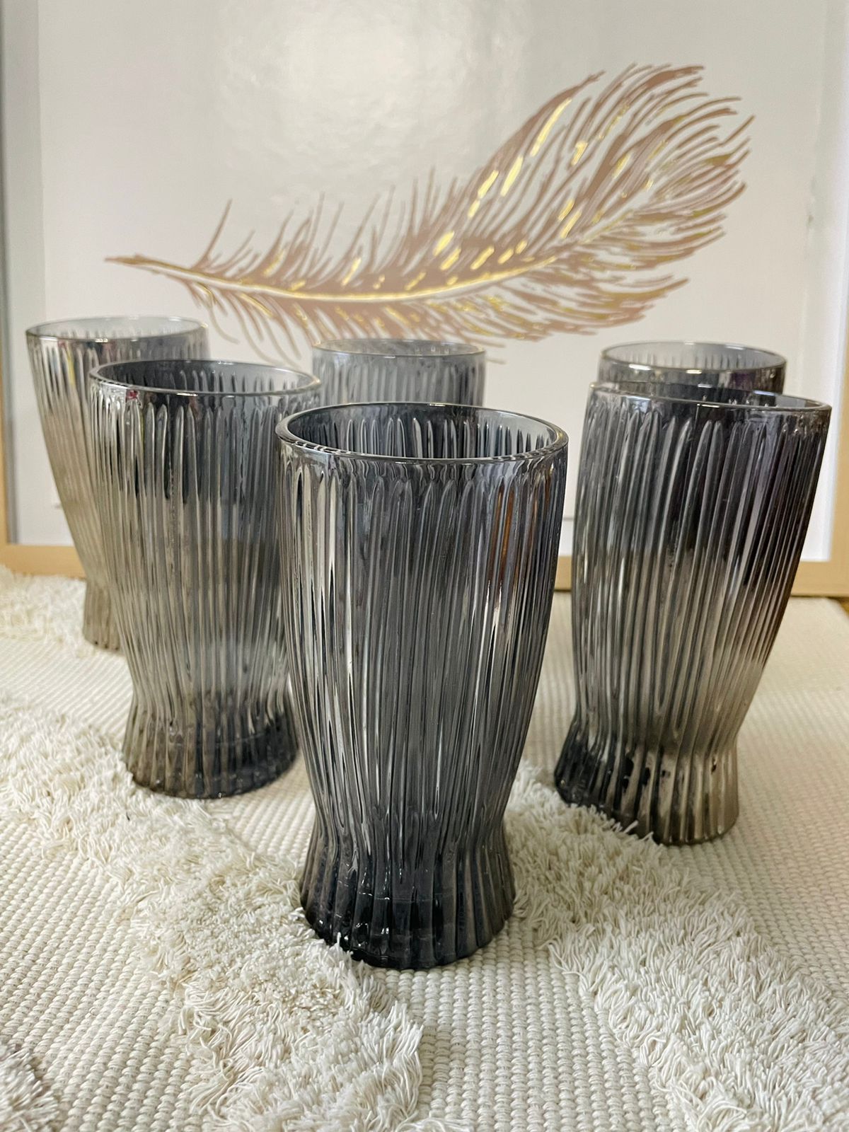 Juego de 6 vasos  color negro grande