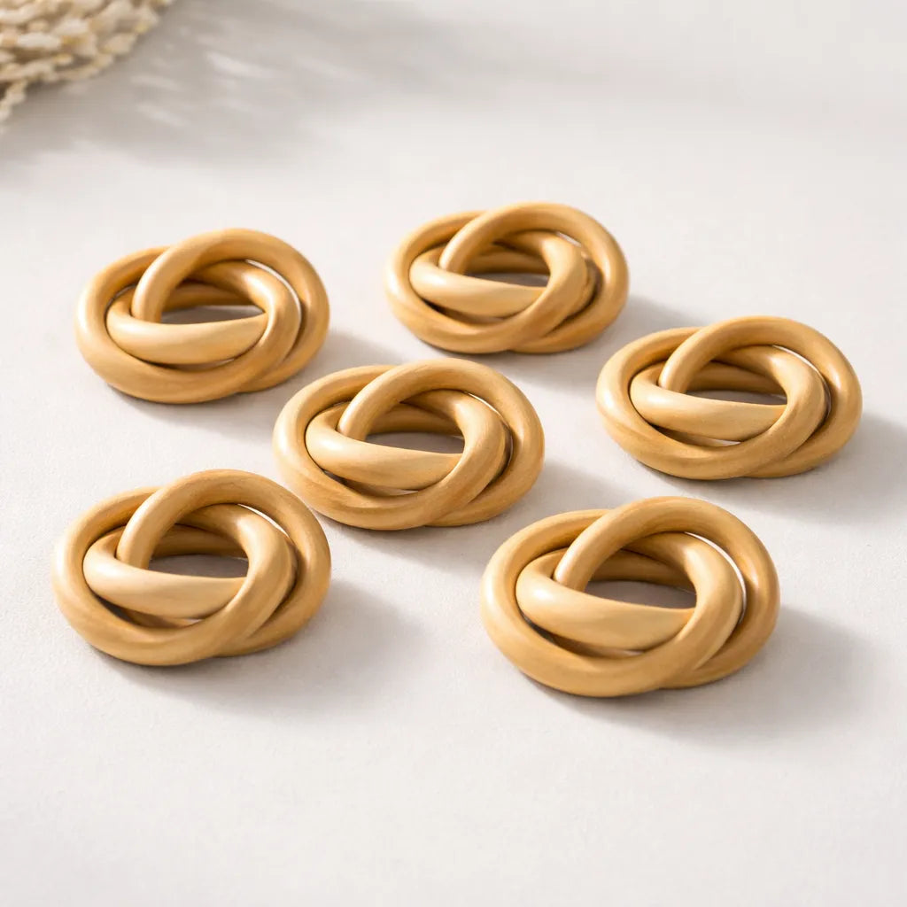 Set 6 Servilleteros de Madera Natural 6 cm | Estilo Elegante y Minimalista