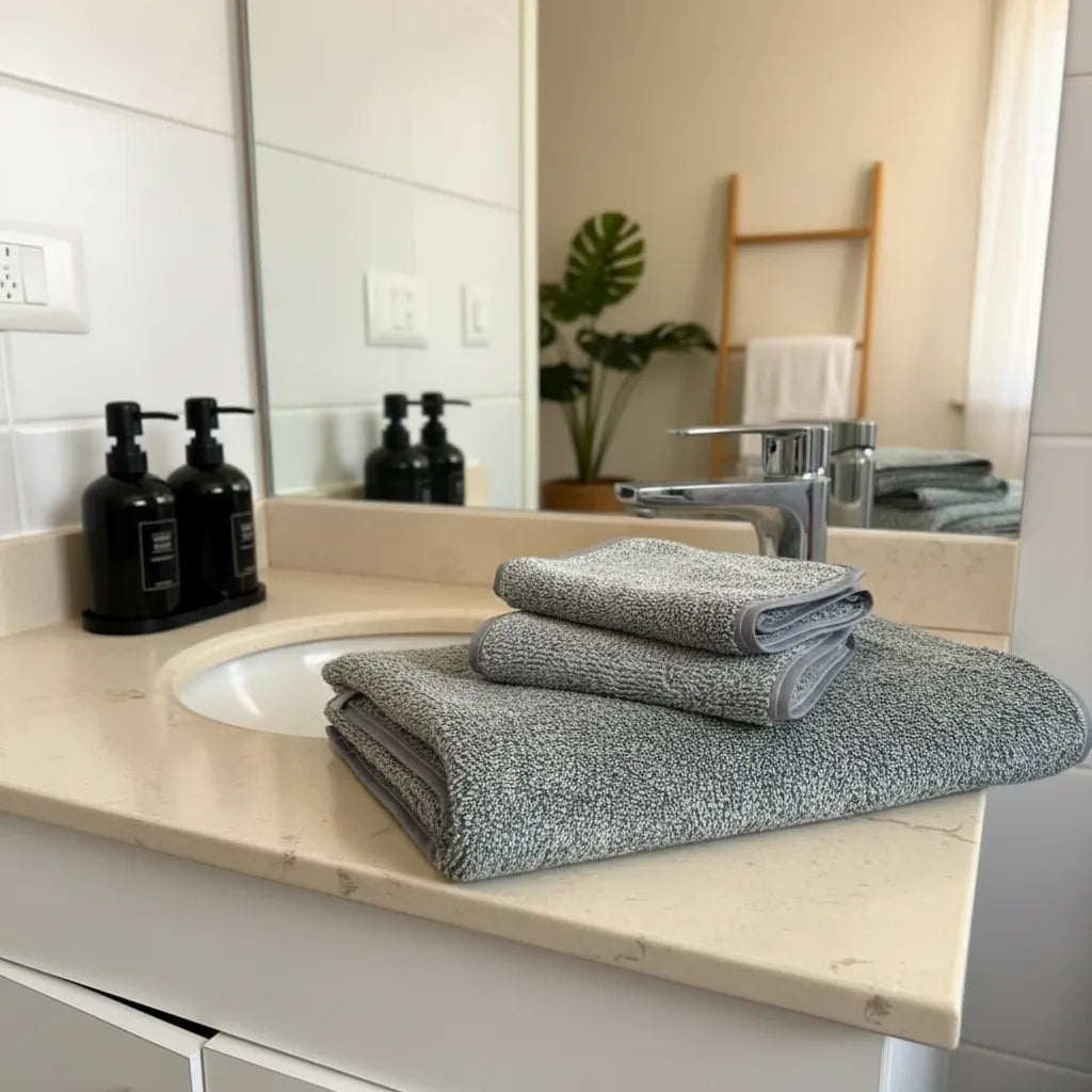 Set De Toallas Microfibra Premium Gris - 4 Piezas