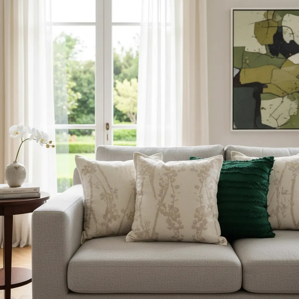 Set De 3 Cojines Decorativos Chenille Verde   45x45cm