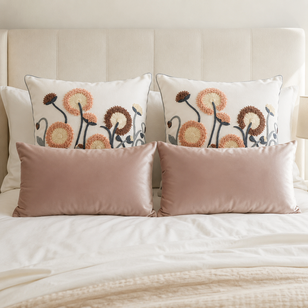 Set De 4 Cojines Decorativos Jardín Rosé