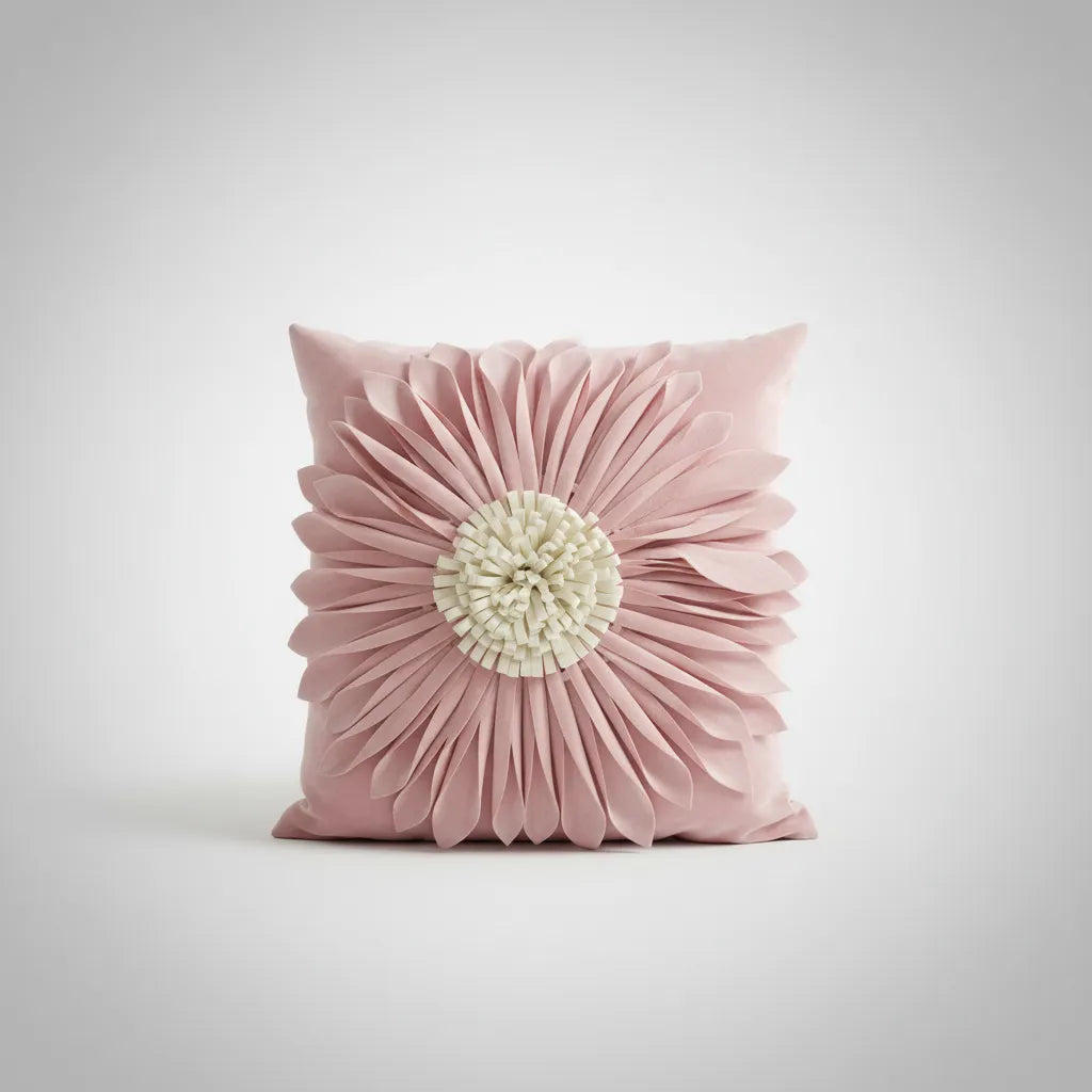 Funda de cojin rosa flor 3D