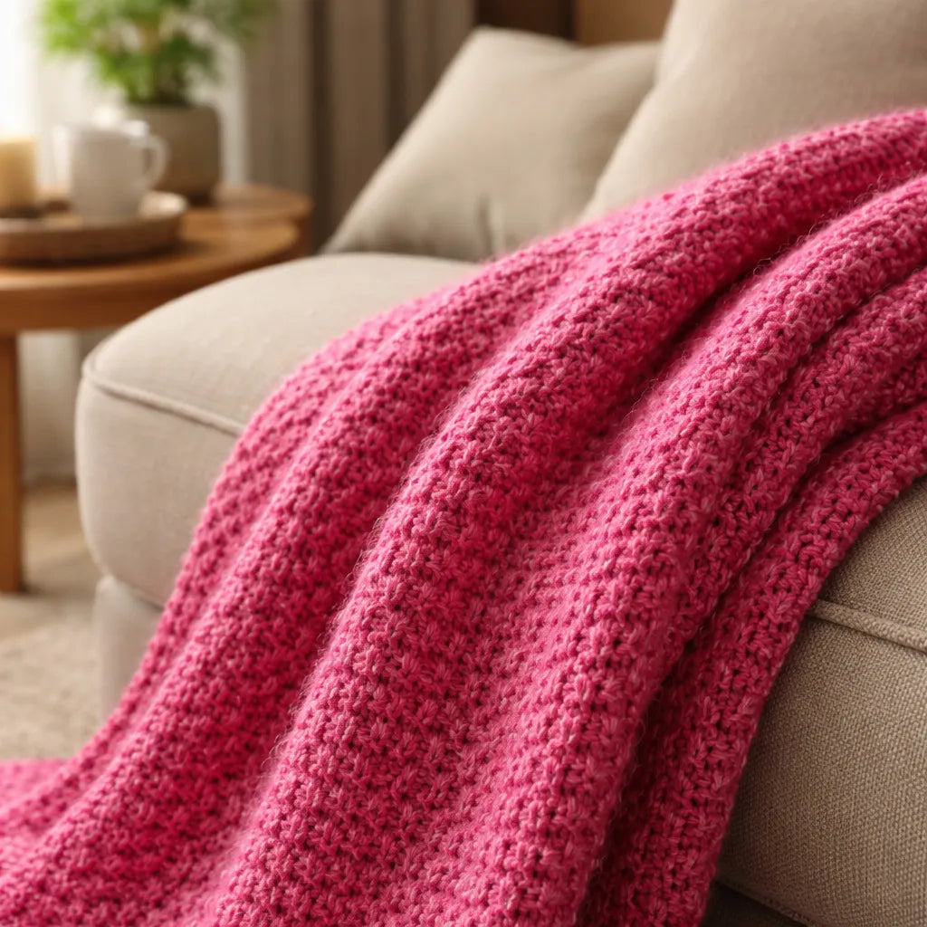 Manta Tejida Estilo Sirena XL | Suave, Cálida y Decorativa - Fucsia