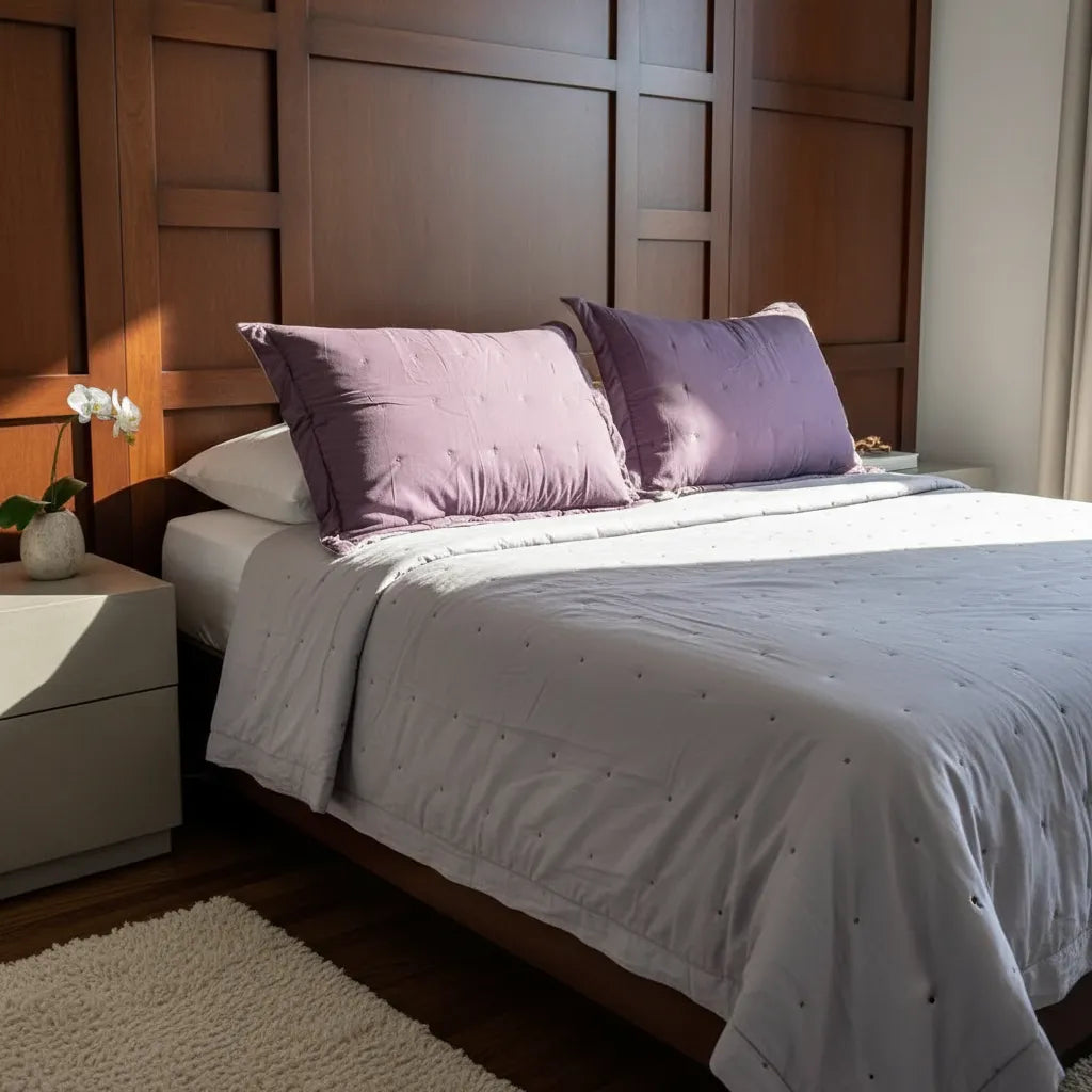 Cubrecama Algodón  super king  | Lila - reversible