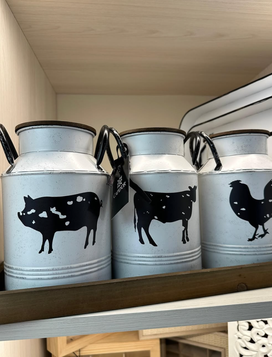 Set de tarros enlozados con bandeja