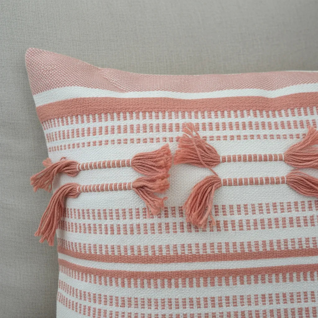 Fundas de cojines kilim con borlas Coral Boho Chic