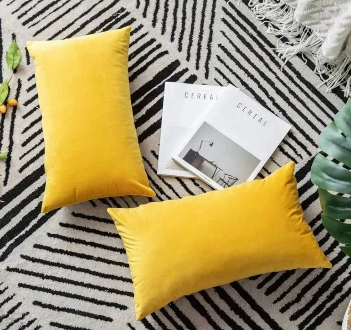 Fundas de cojines terciopelo mostaza