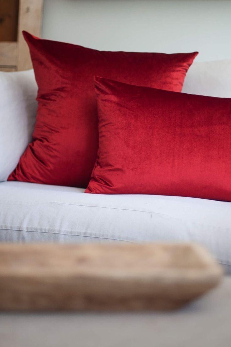 Fundas de cojines terciopelo  rojo