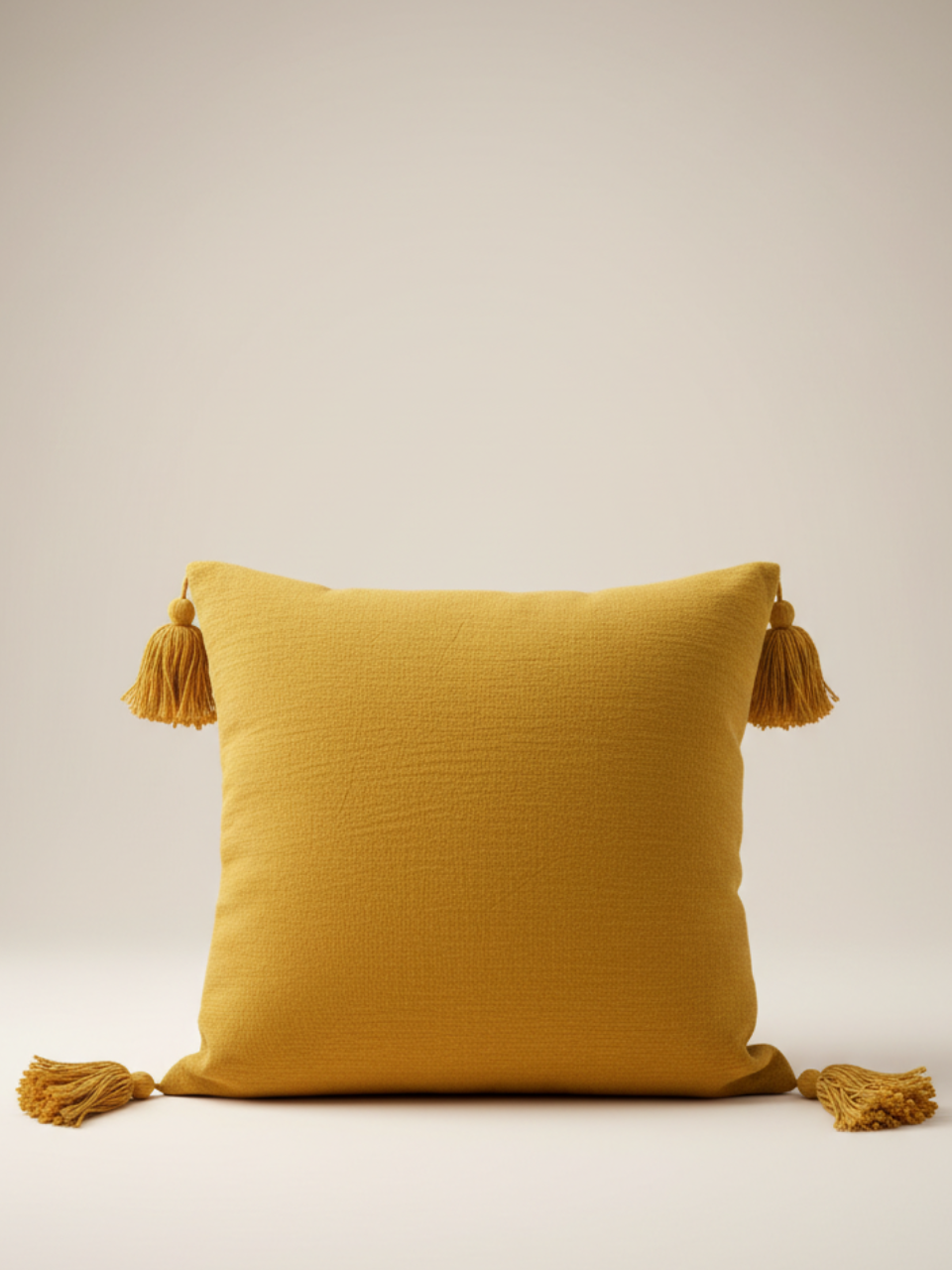 Fundas de cojines 45x45cm. Mostaza Tassel Soft Mostaza Lino