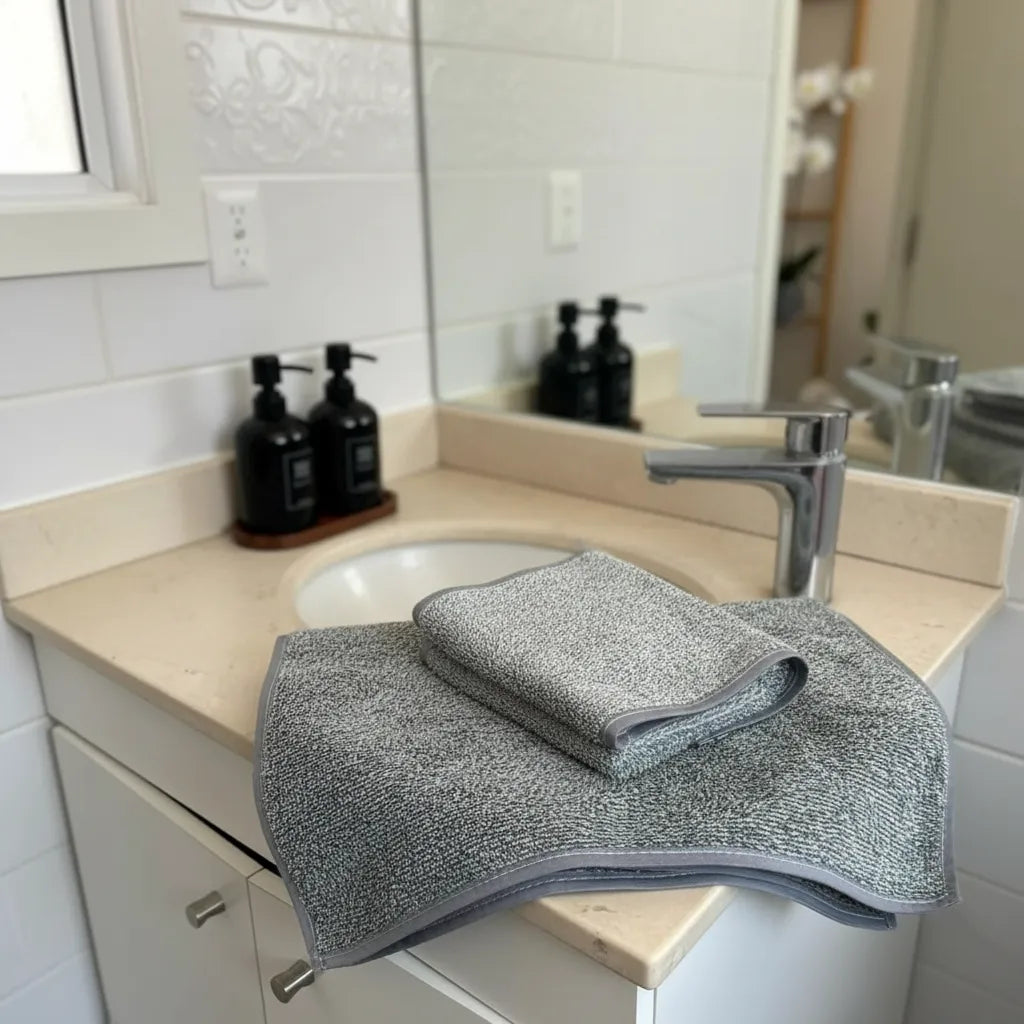 Set De Toallas Microfibra Premium Gris - 4 Piezas