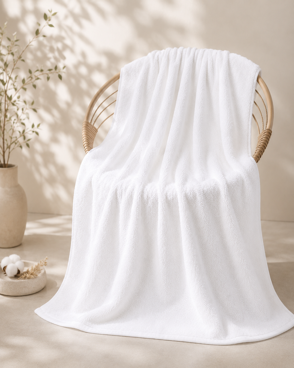 Toallón Blanco 100% Algodón 80x180 cm – Suave y Absorbente