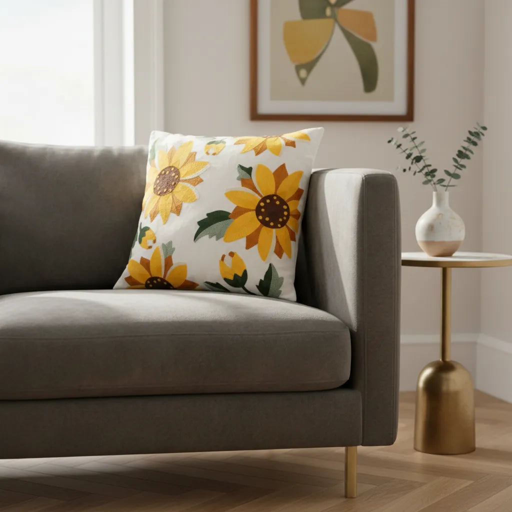 Fundas de cojines bordadas  “Girasol”