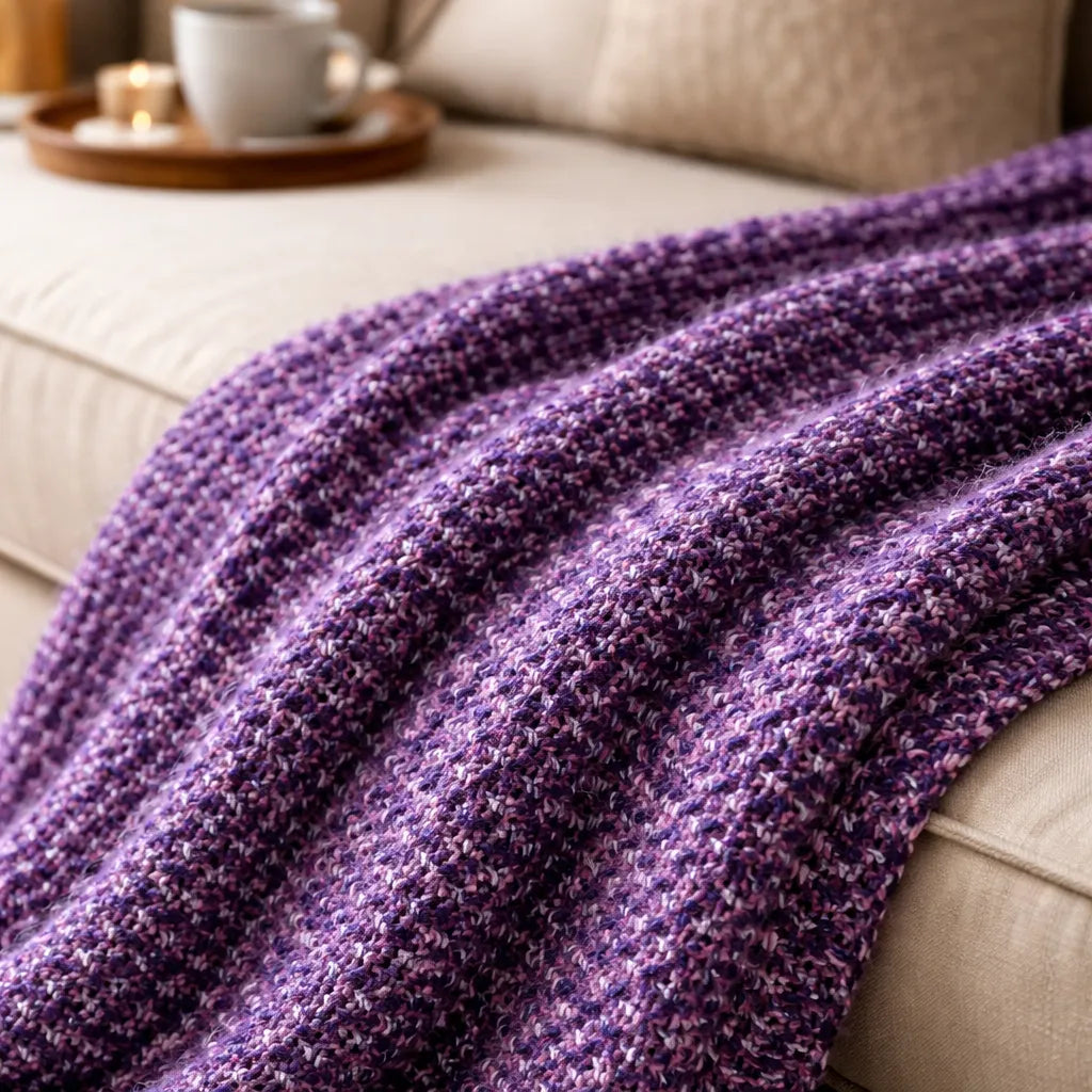 Manta Tejida Estilo Sirena XL | Suave, Cálida y Decorativa - Morado