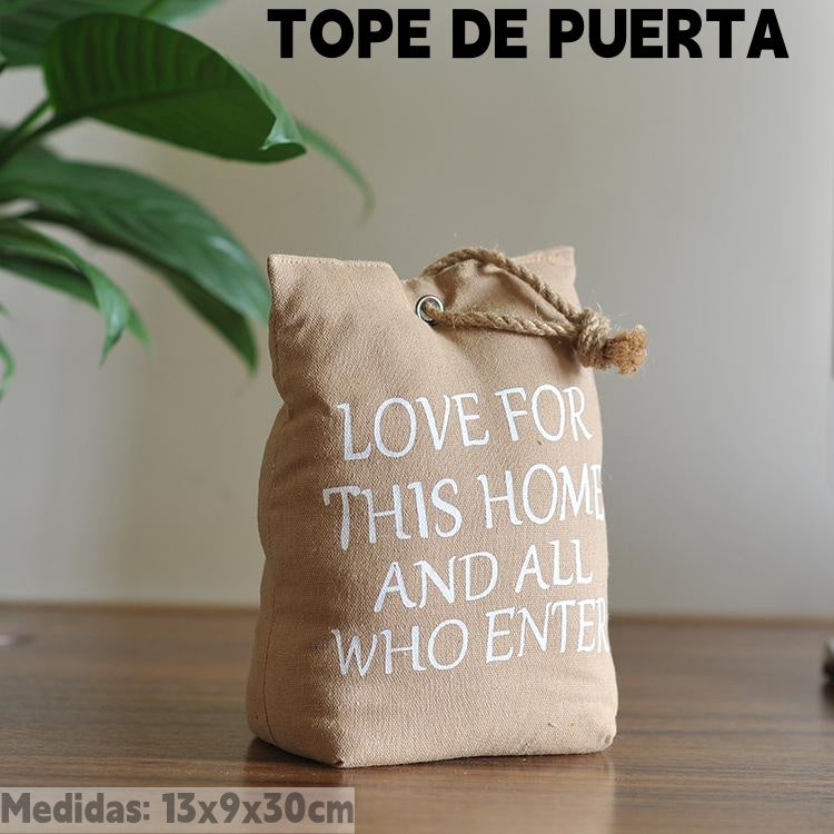 Tope de puerta decorativo, bolsa love beige