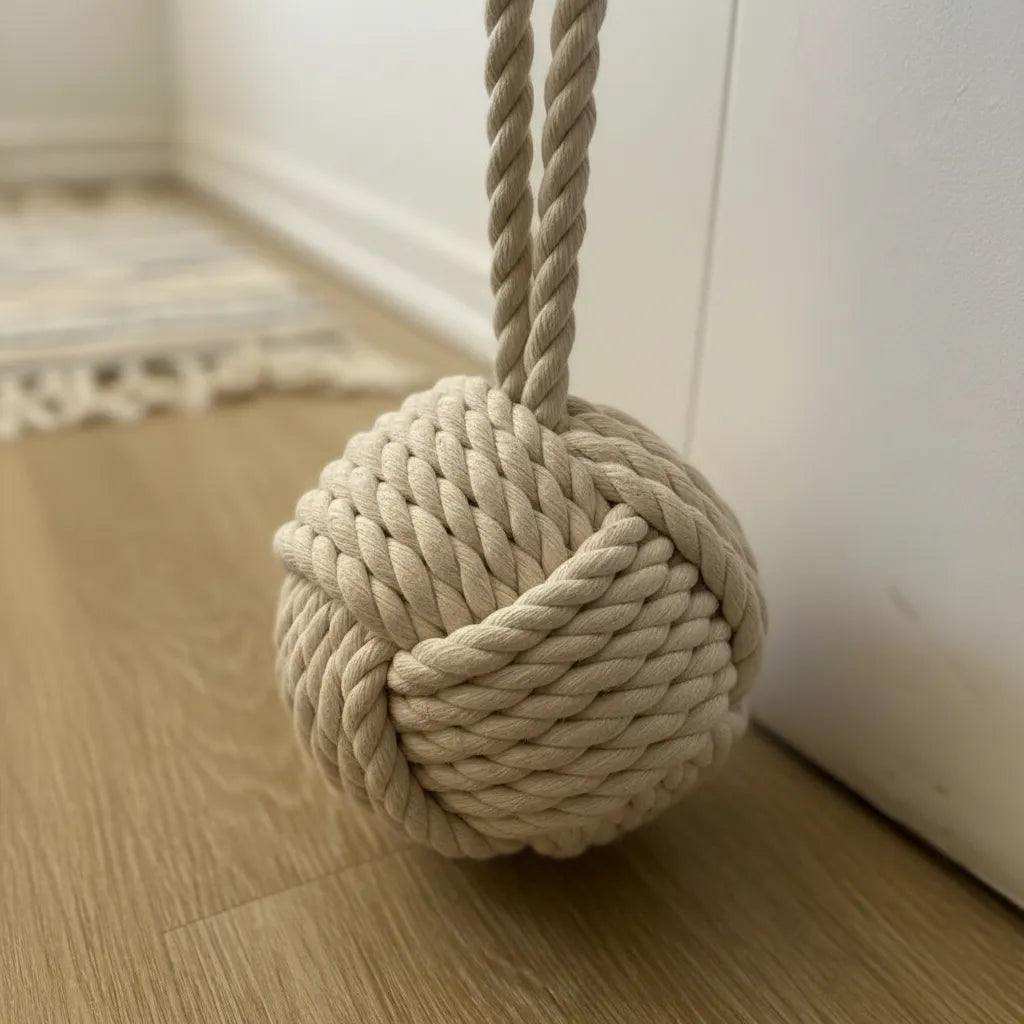 Tope de Puerta Decorativo de Yute · Bola Rústica (1,85 kg)