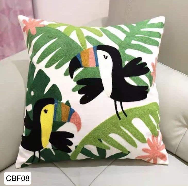 Fundas de cojines bordadas con flores