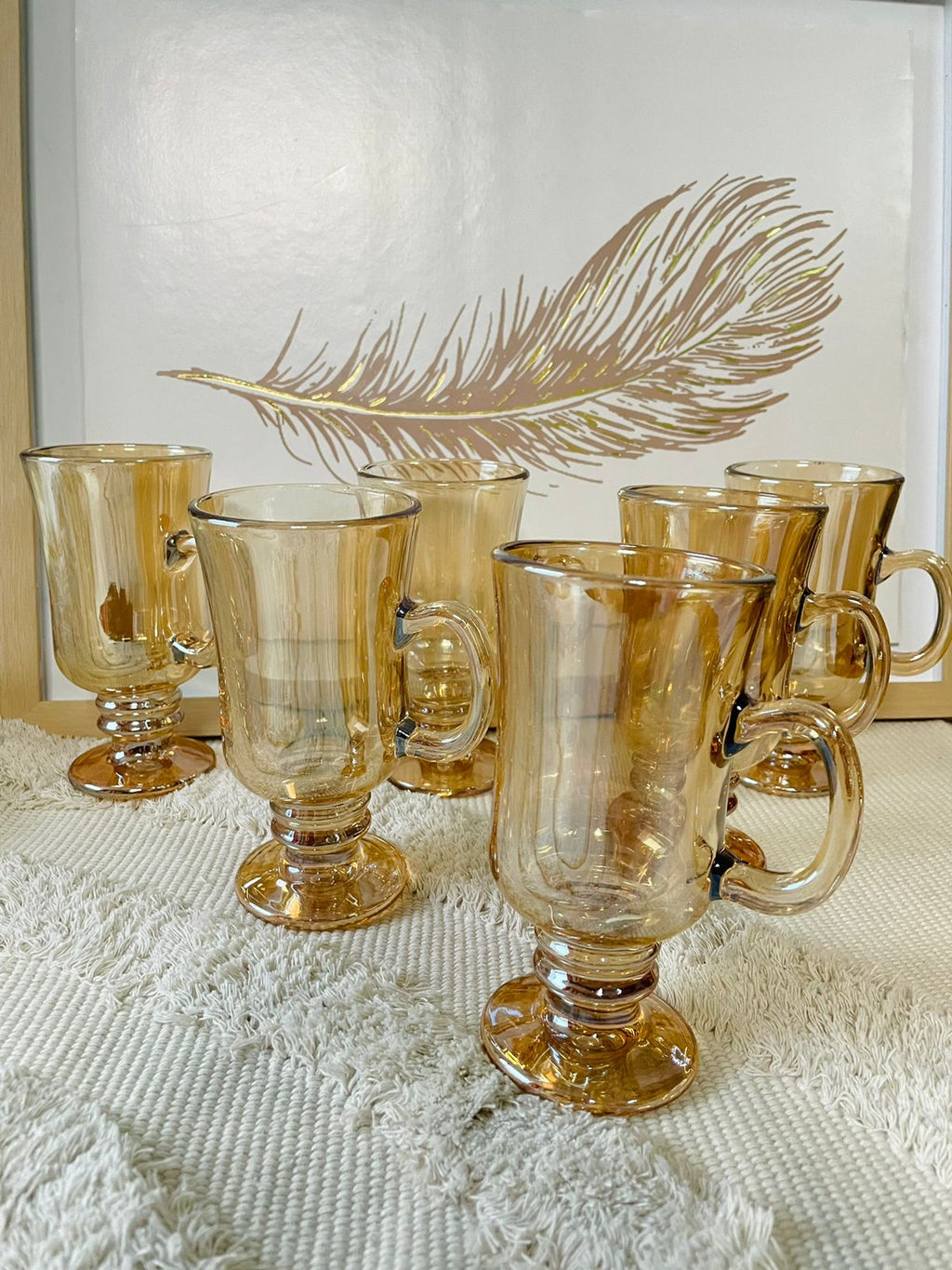 Juego de 6 vasos capuccino dorado grande