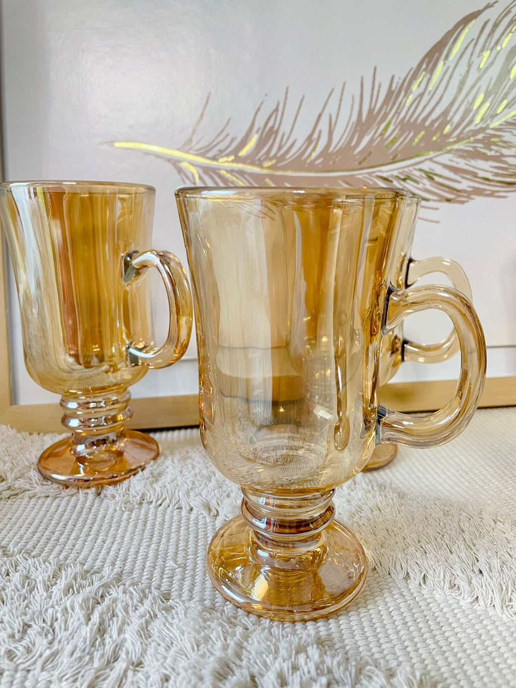 Juego de 6 vasos capuccino dorado grande