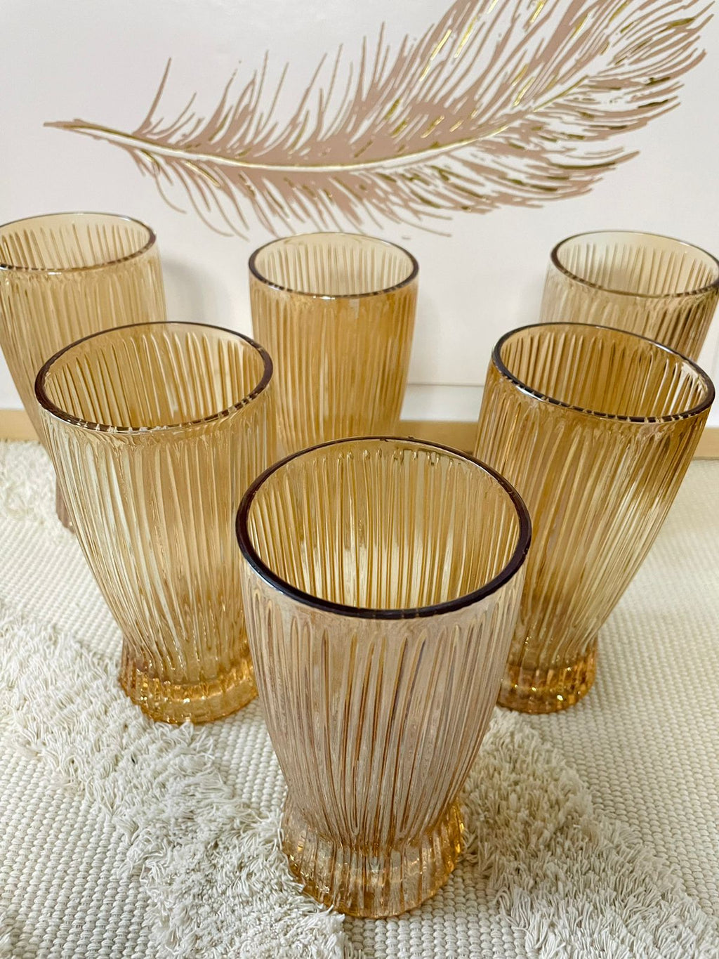 Juego de 6 vasos  dorado grande